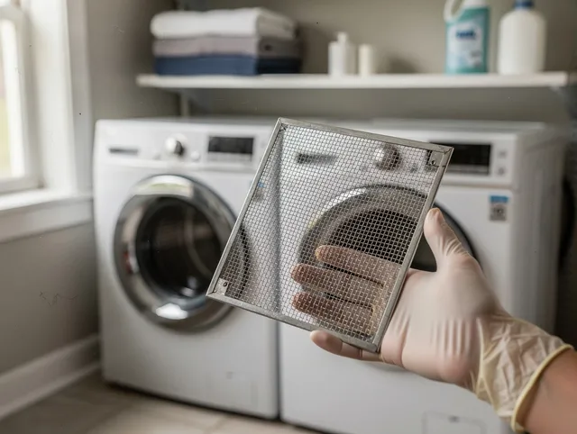 Parma Heights Dryer Vent Cleaning specialist performing detailed lint trap cleaning service in Parma Heights